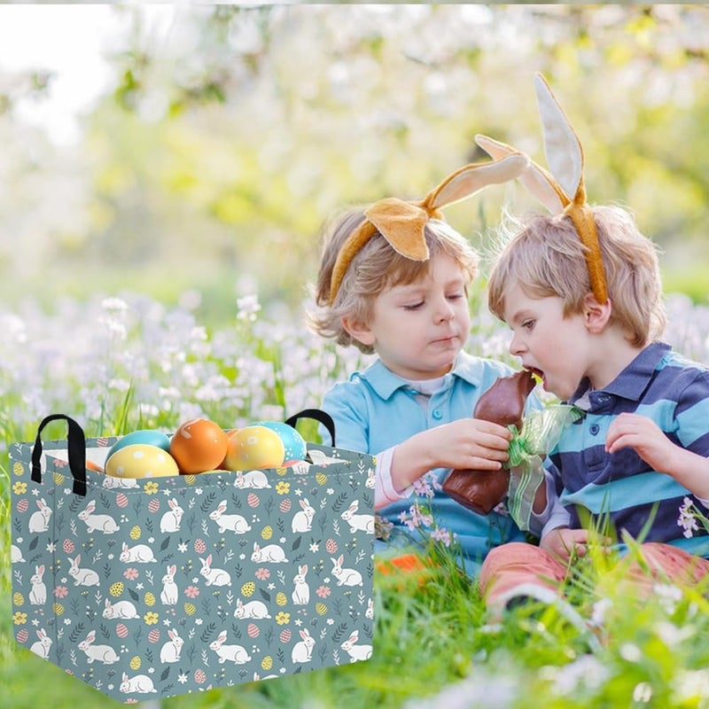 FXOCSHE Rectangular Easter basket,Easter basket empty,Kids Storage Baskets for kids Bedroom,Gift bin,Kids Storage Bin,Easters gift baskets,Kids home Decor(Cute rabbit Easter egg) - Image 3